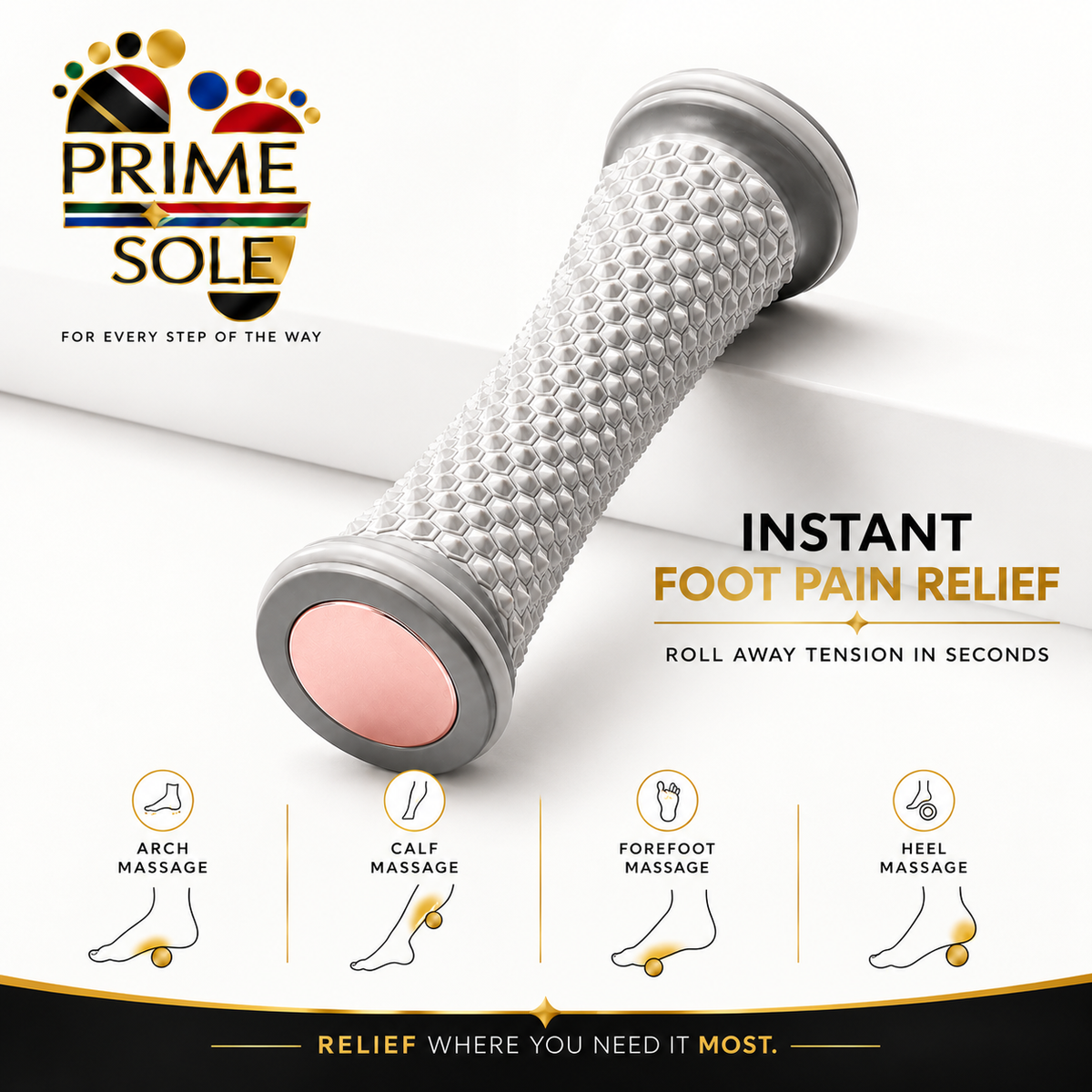 PrimeSole™ ReliefRoll | Foot & Calf Massage Roller